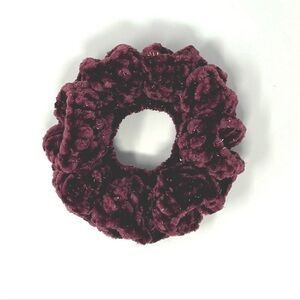Sparkly Merlot Velvet Crochet Scrunchie